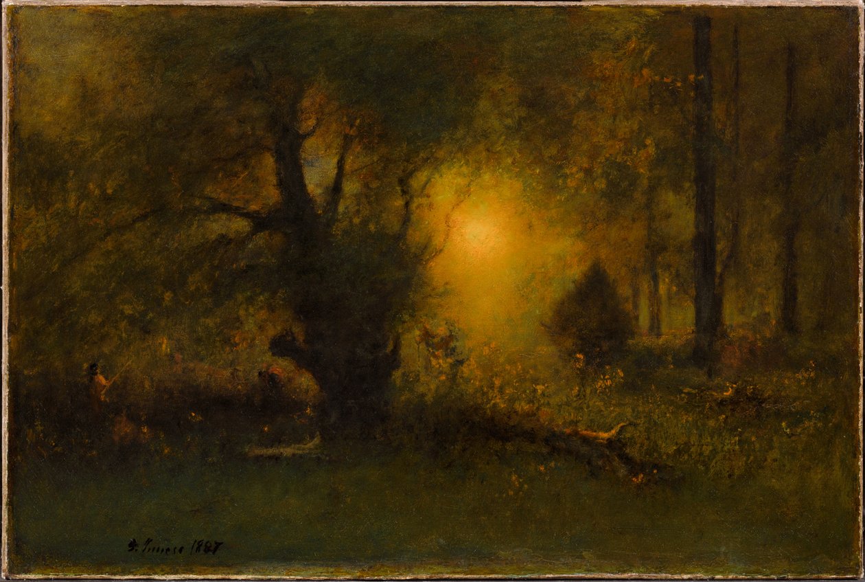 Zonsopgang in het bos door George Inness