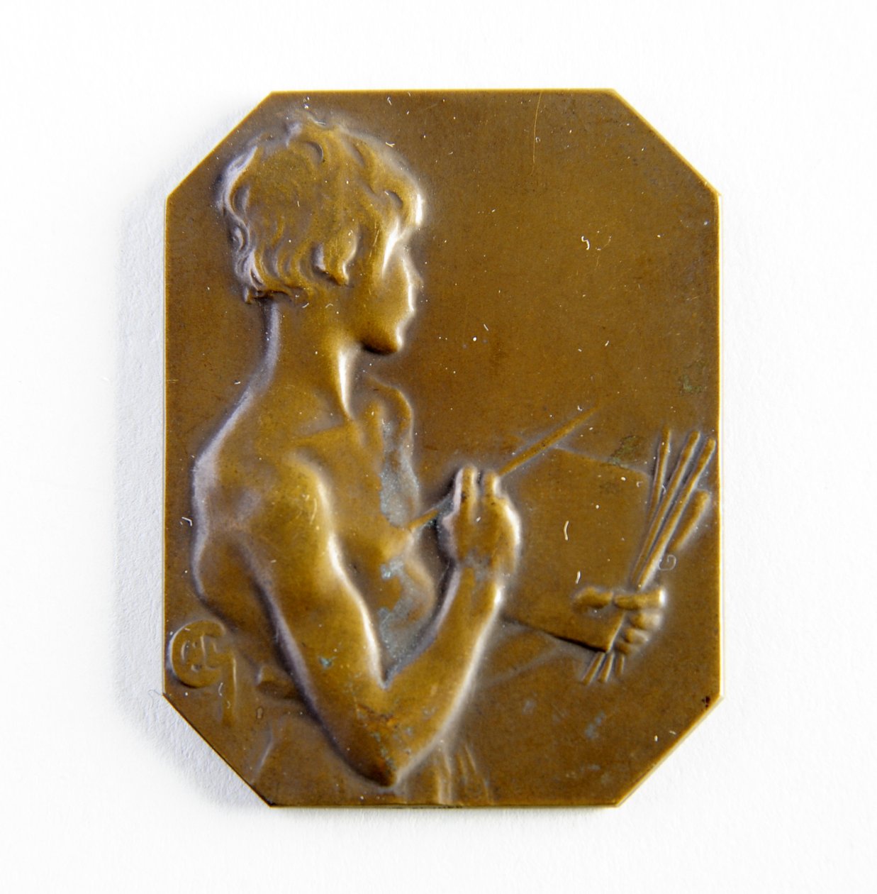 Achthoekige plaquette door George James Frampton