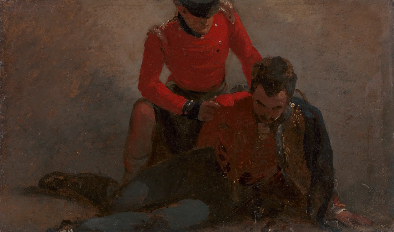 Een 42e Highlander die een generaal van de 7e Huzaren bijstaat, mogelijk Henry William Bayly, eerste graaf van Uxbridge, later eerste markies van Anglesey: een studie voor 