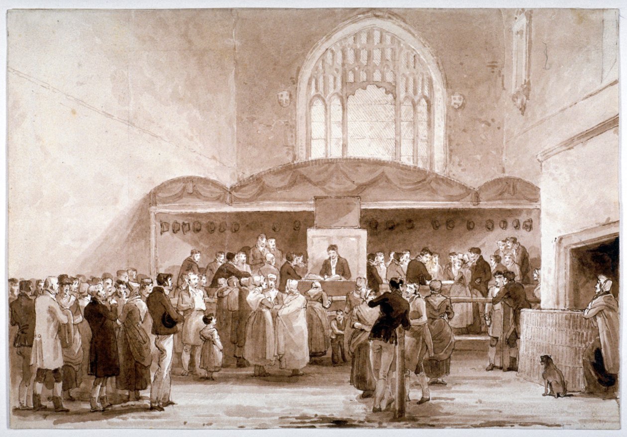 Interieur van Guildhall Kapel, City of London, 1817 door George Jones