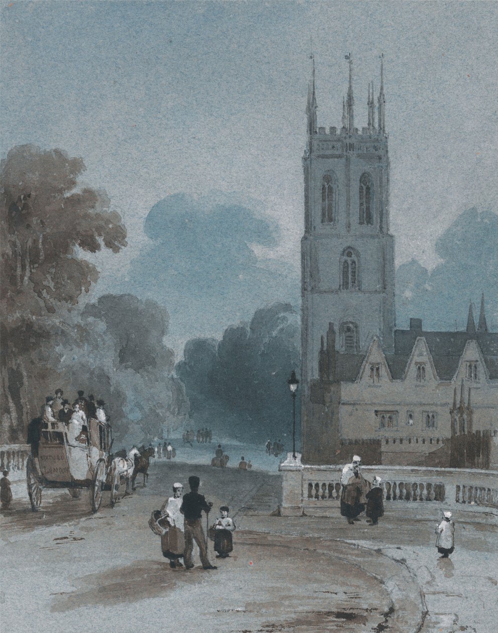Magdalen Tower en brug, Oxford door George Jones