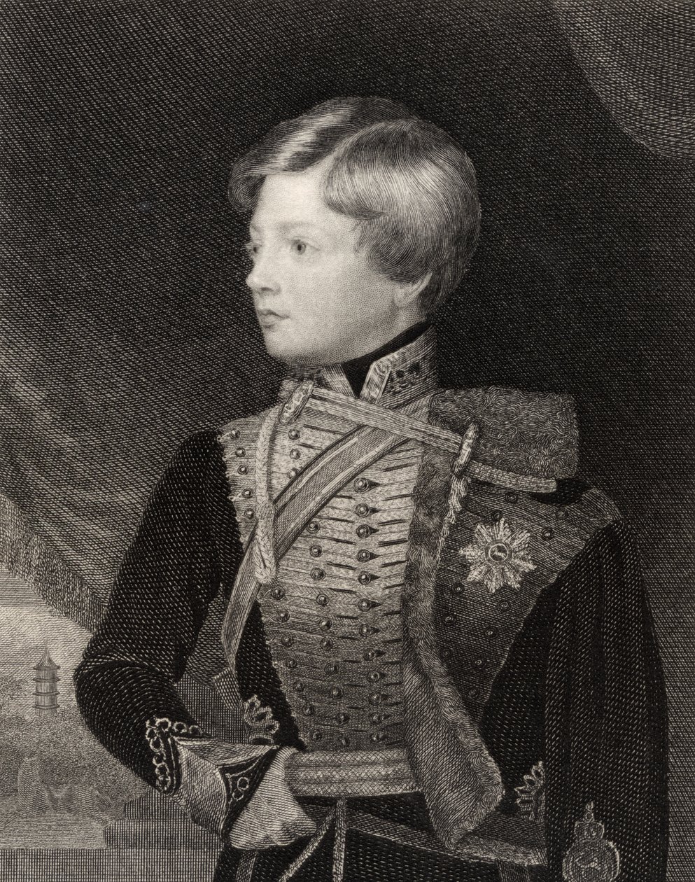 George V, Koning van Hannover, gegraveerd door T.A. Dean, uit 