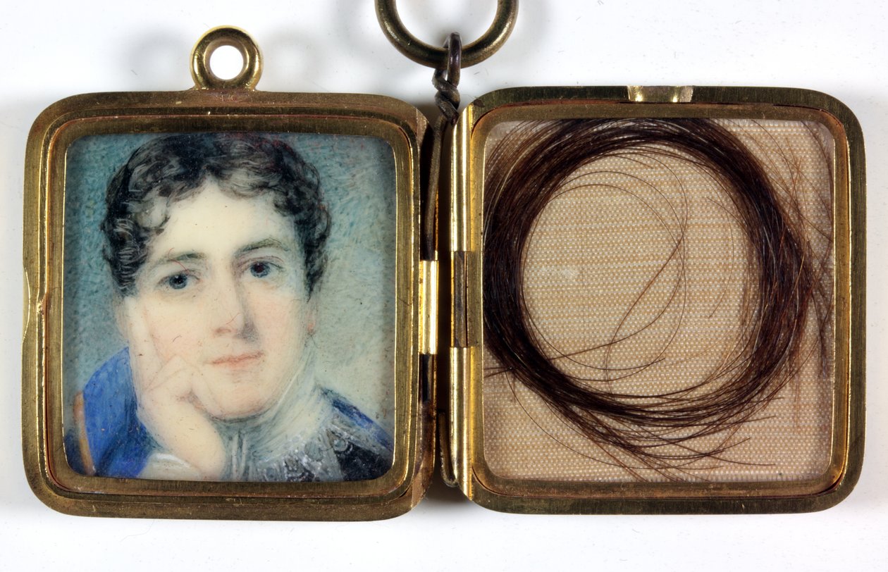 Lord Charles Bentinck (1780-1826), gouden medaillon met haarlok in tegenoverliggend compartiment door George Lethbridge Saunders