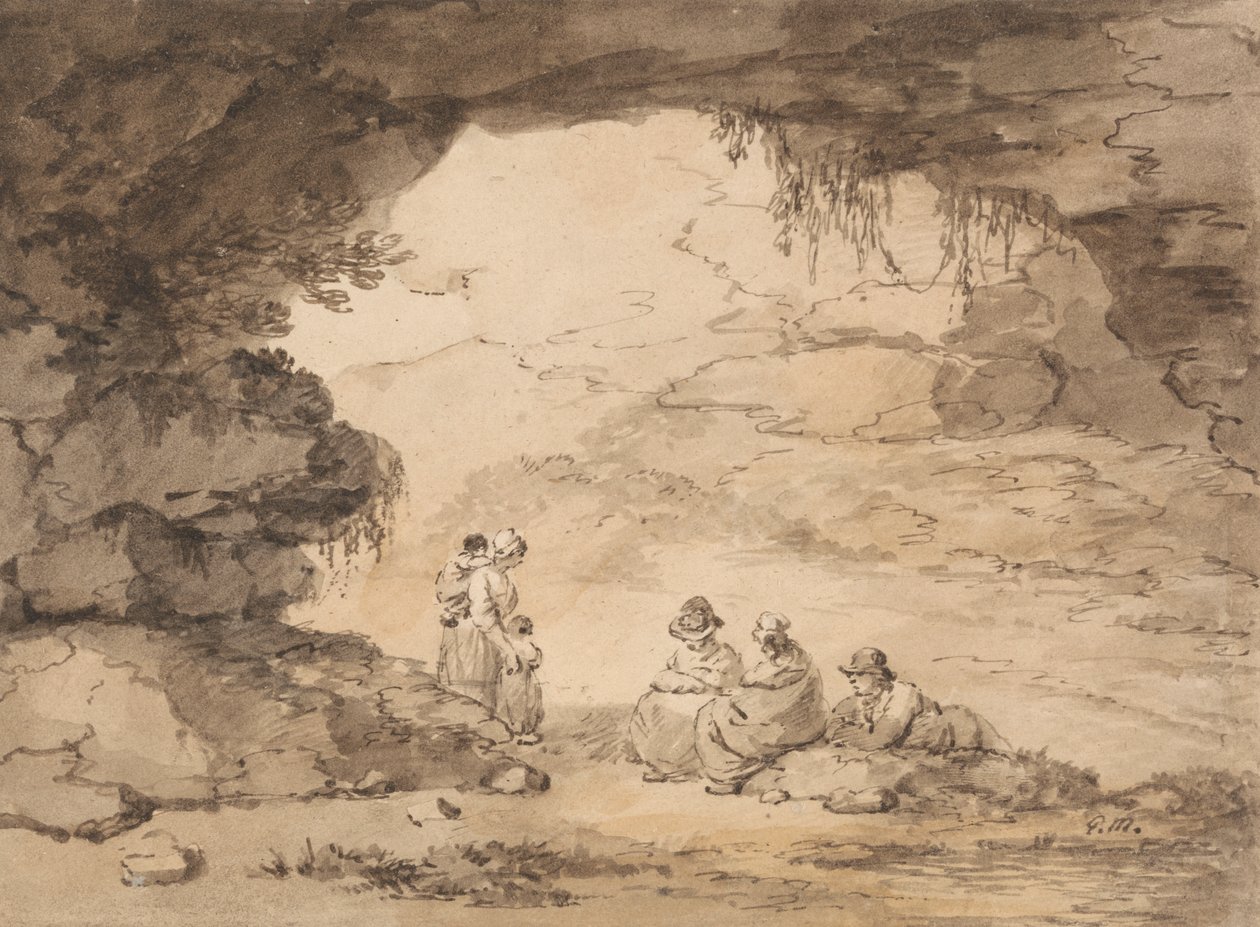 Boeren in een grot door George Morland