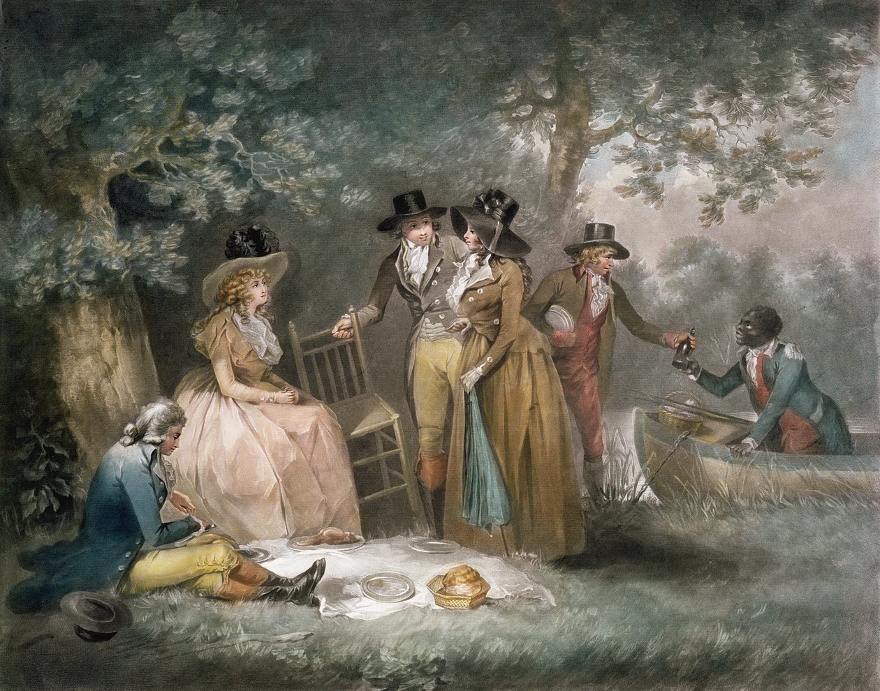 De maaltijd van de vissers, gegraveerd door William Ward, uitgegeven door J.R. Smith, 1789 door George Morland