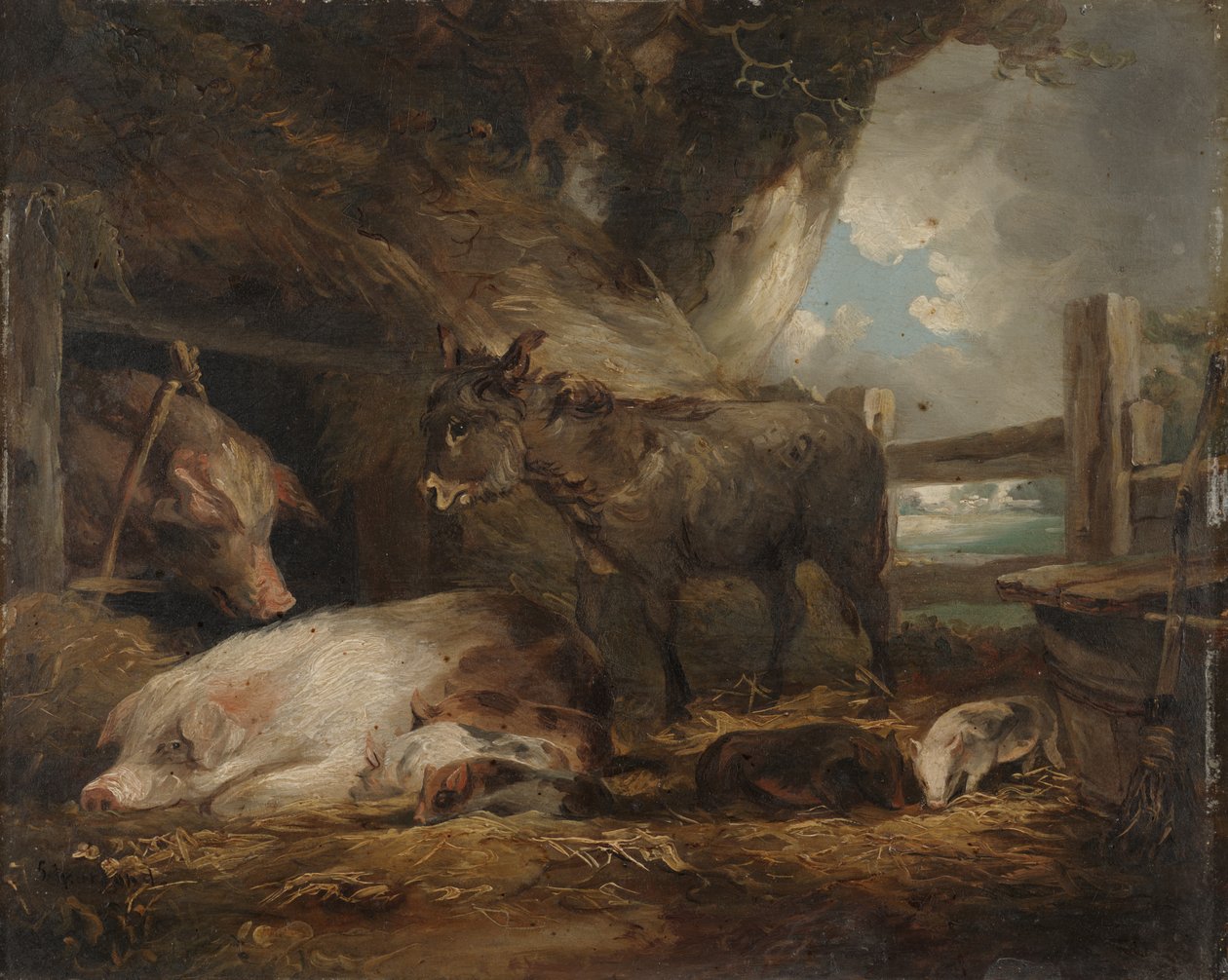 Bezoek aan de varkensstal door George Morland