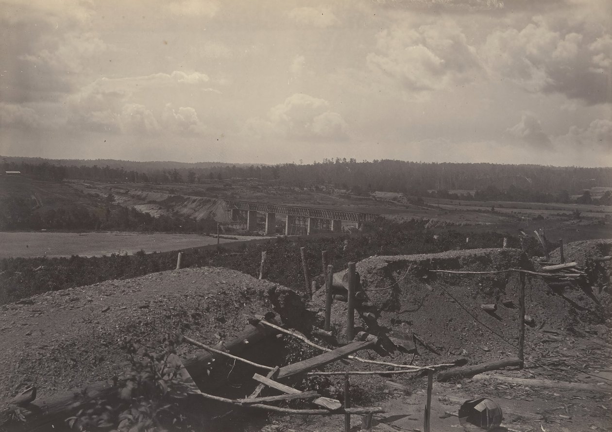 Zuidelijke Oever van de Chattahoochie, Georgia door George N. Barnard