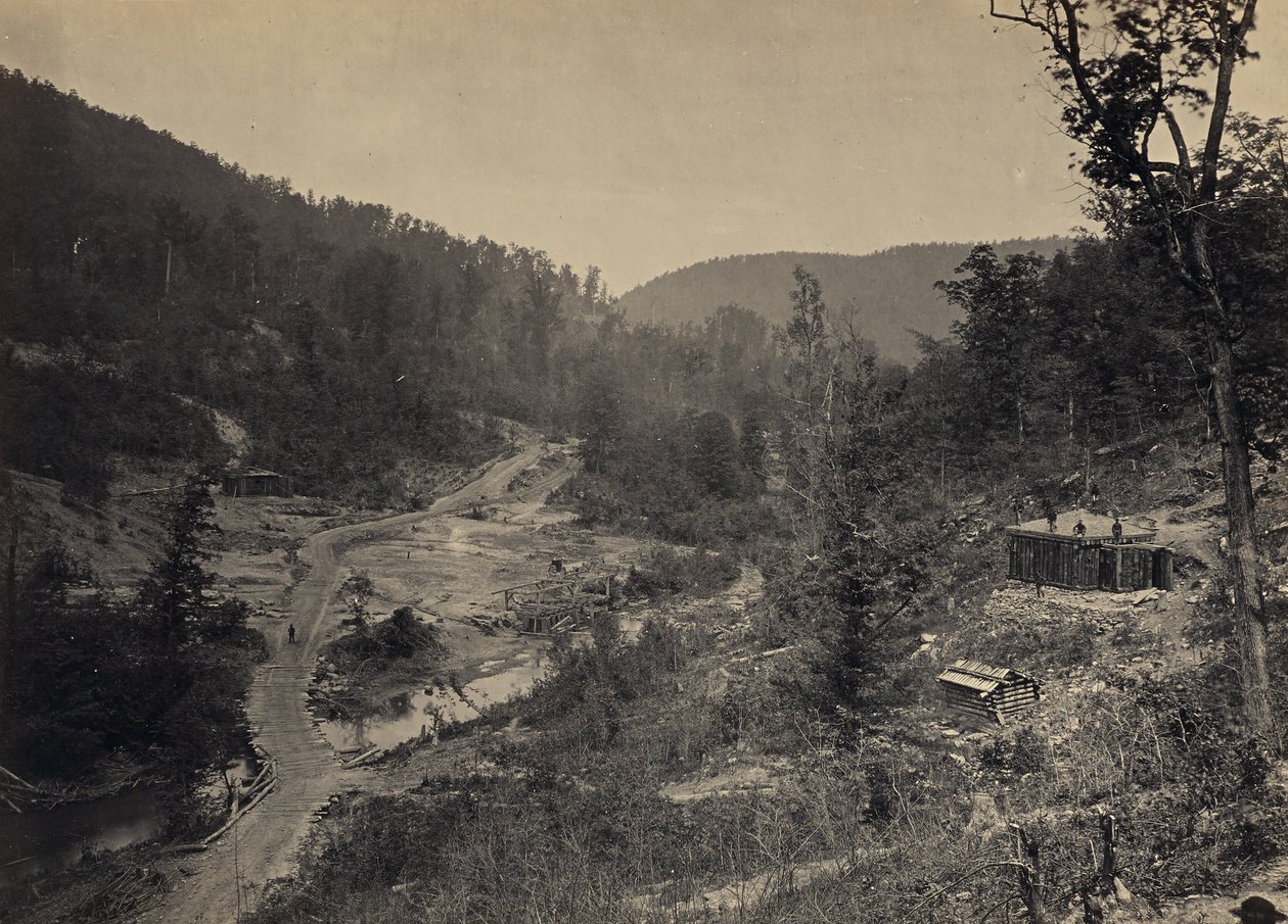 Whiteside Valley onder de brug door George N. Barnard