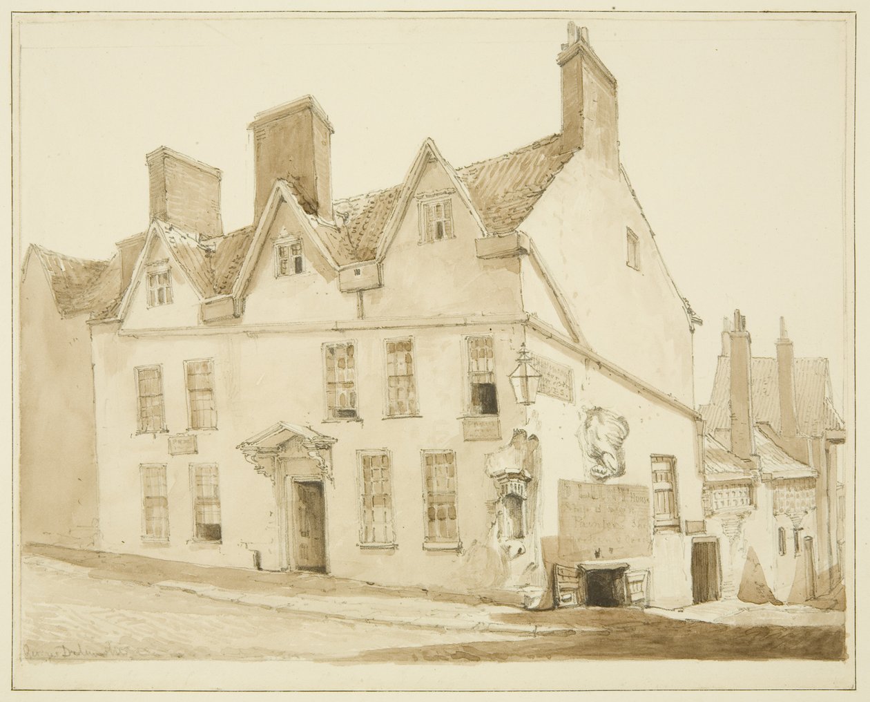 Hoek van Pipe Lane en Frogmore Street door George Orleans Delamotte