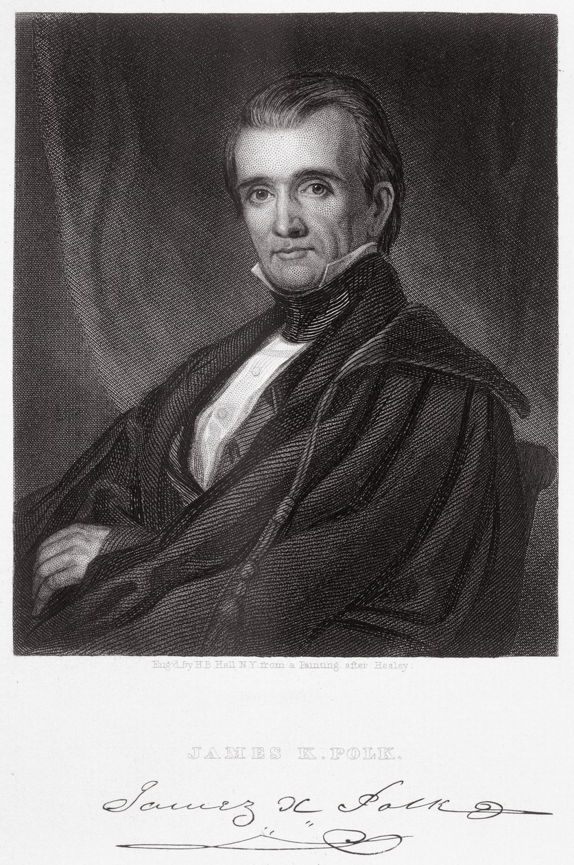 James Knox Polk, gegraveerd door Henry Bryan Hall door George Peter Alexander Healy