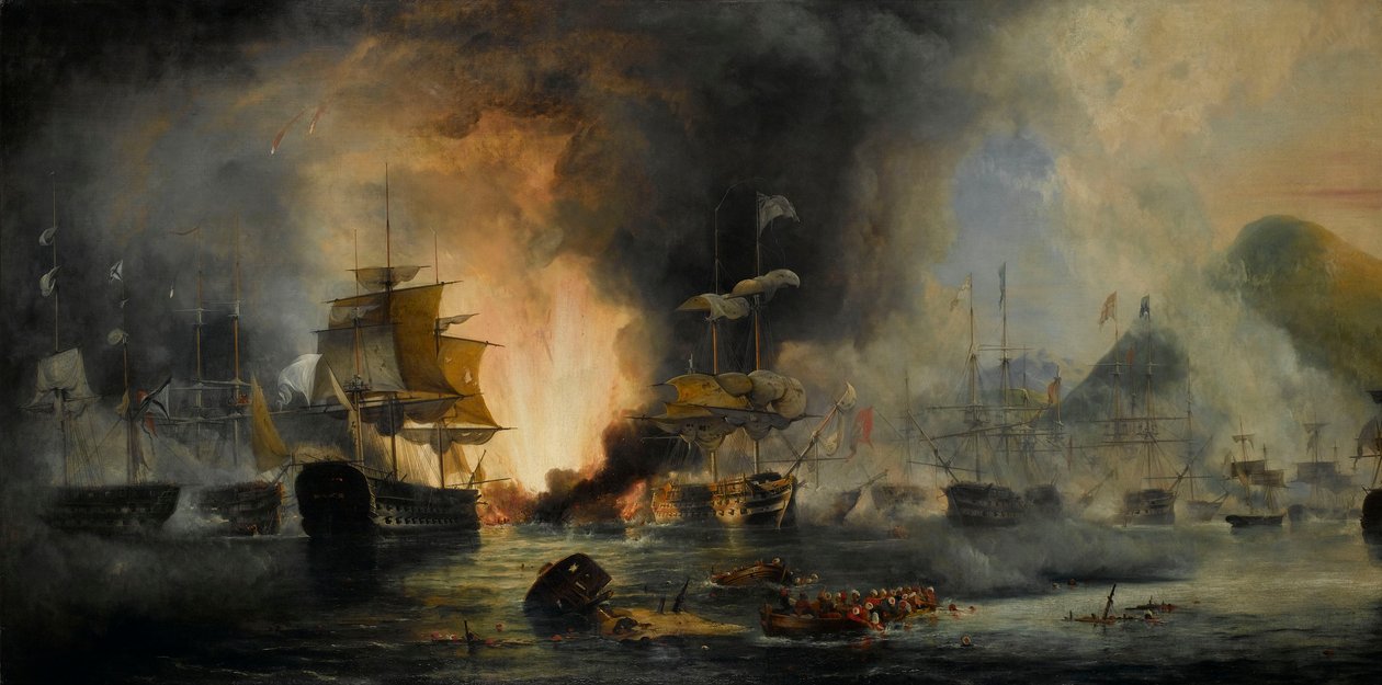 De Slag bij Navarino, 20 oktober 1827 door George Philip Reinagle