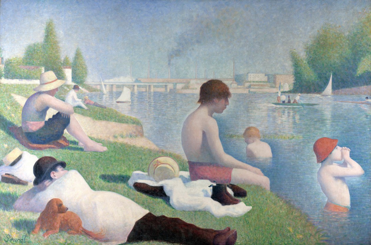 Badhuisgangers in Asnières door George Pierre Seurat