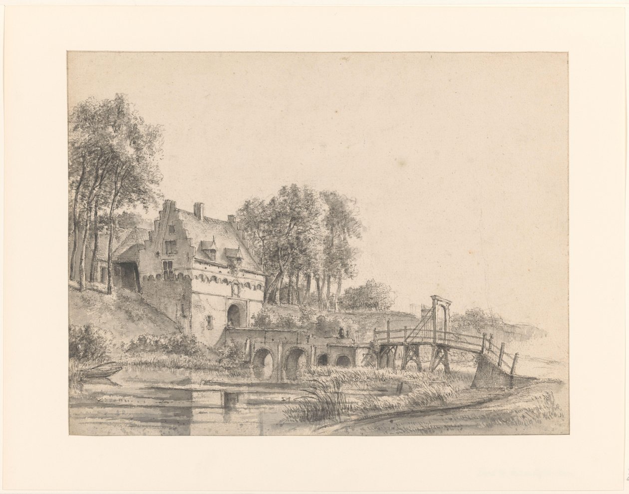 Gezicht op de poort van Kasteel Buren door George Pieter Westenberg