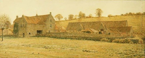 De Oude Tiendenschuur en Boerderij nabij Bradford-on-Avon door George Price Boyce