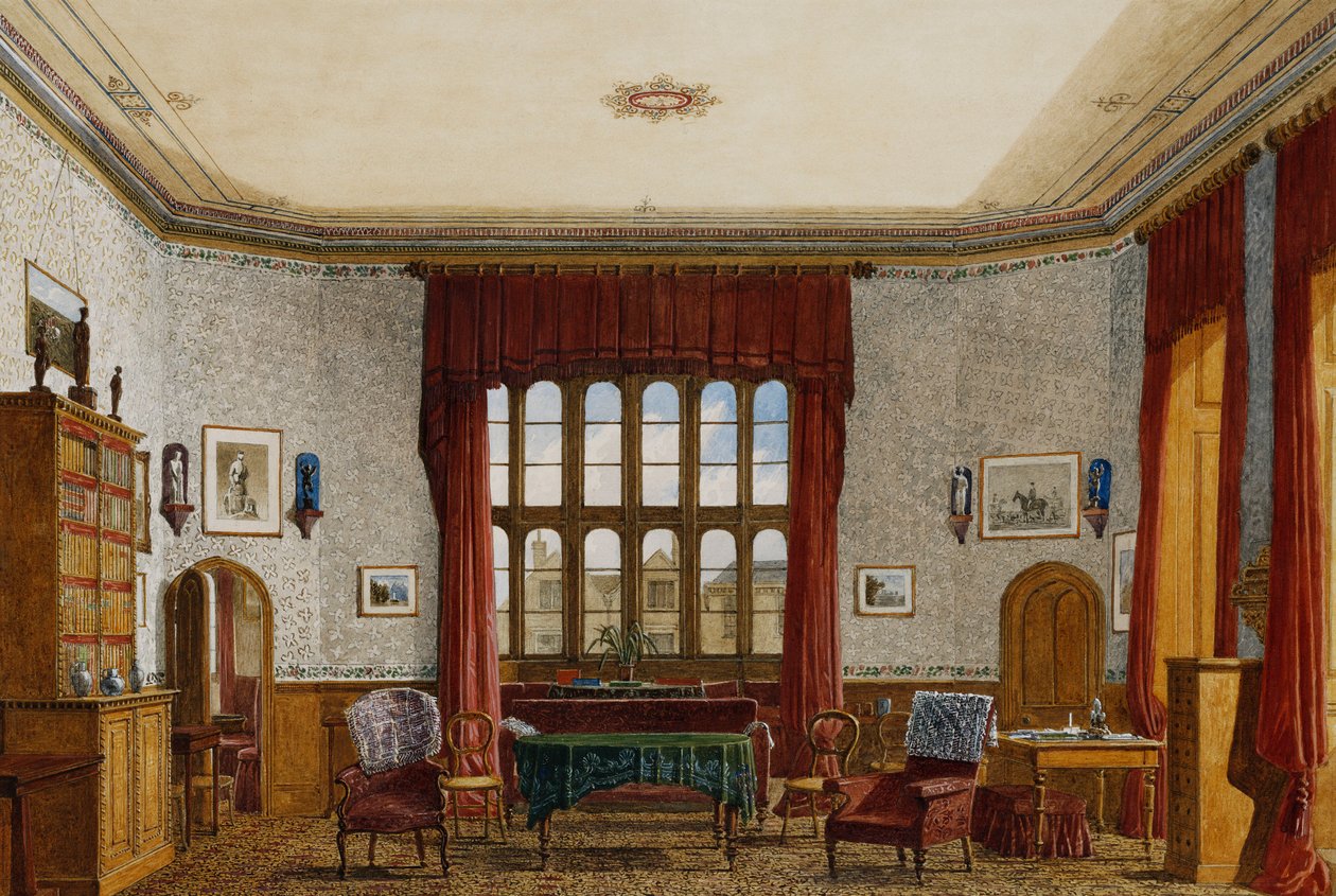 Een interieur van een kamer, Christ Church, Oxford, door George Pyne