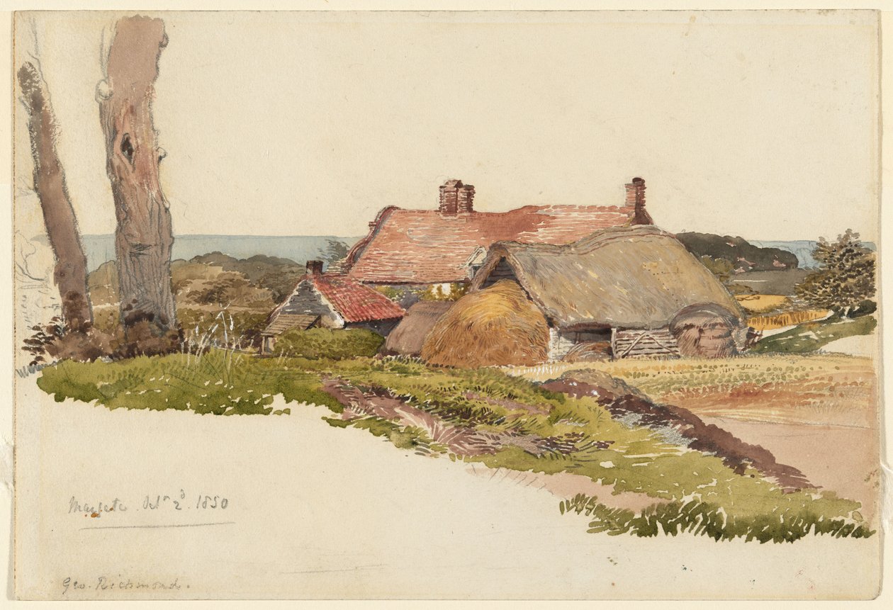 Een boerderij vlak bij de zee in Margate, Kent door George Richmond