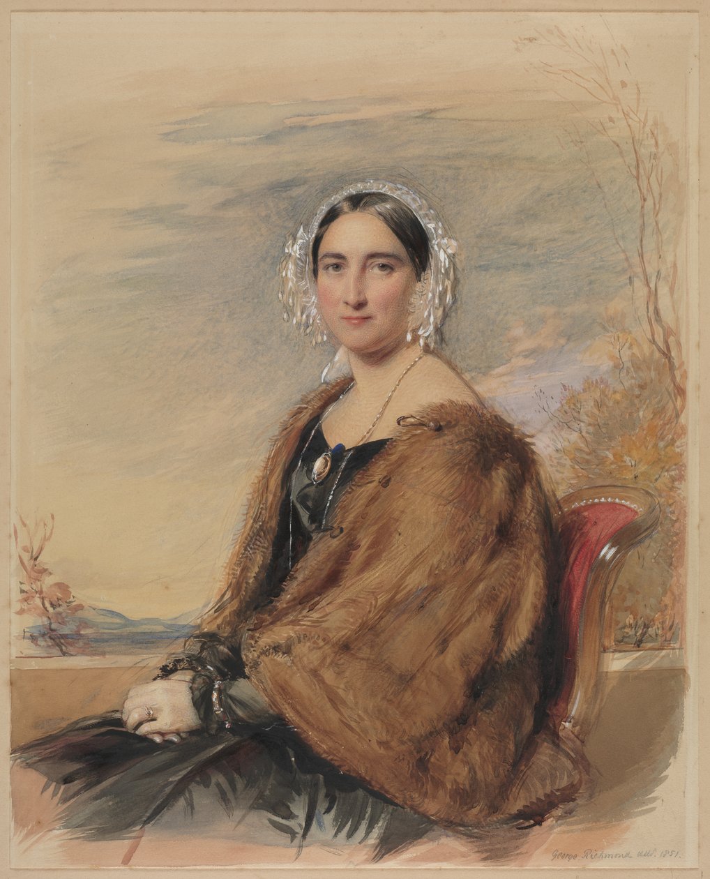 Portret van een Vrouw door George Richmond