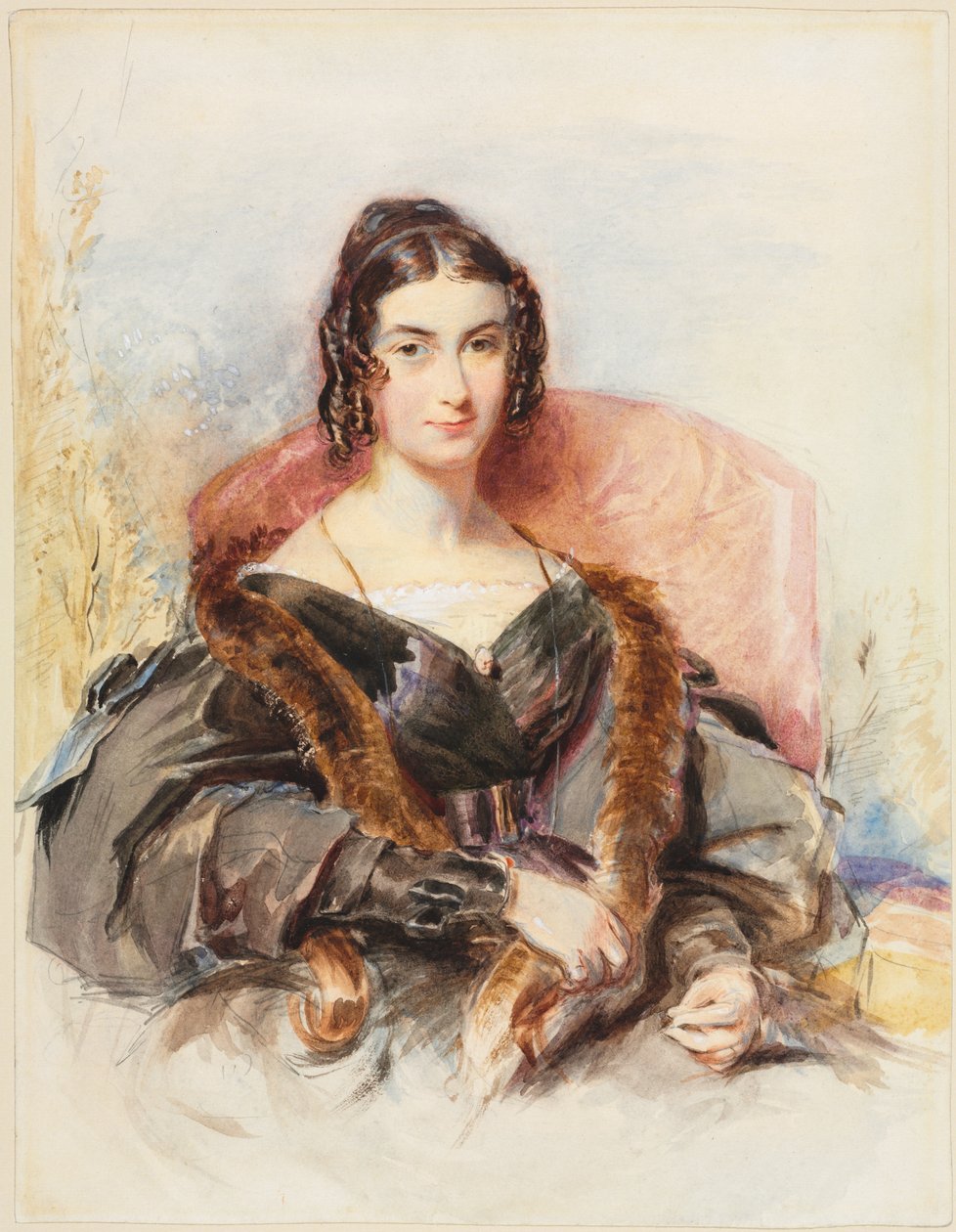 Portret van een vrouw, ca. 1830-1835 (aquarel met grafiet gehoogd met witte verf) door George Richmond