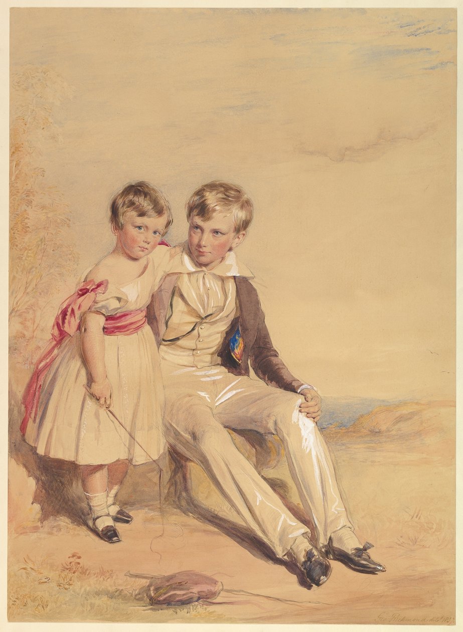 Portret van twee kinderen door George Richmond
