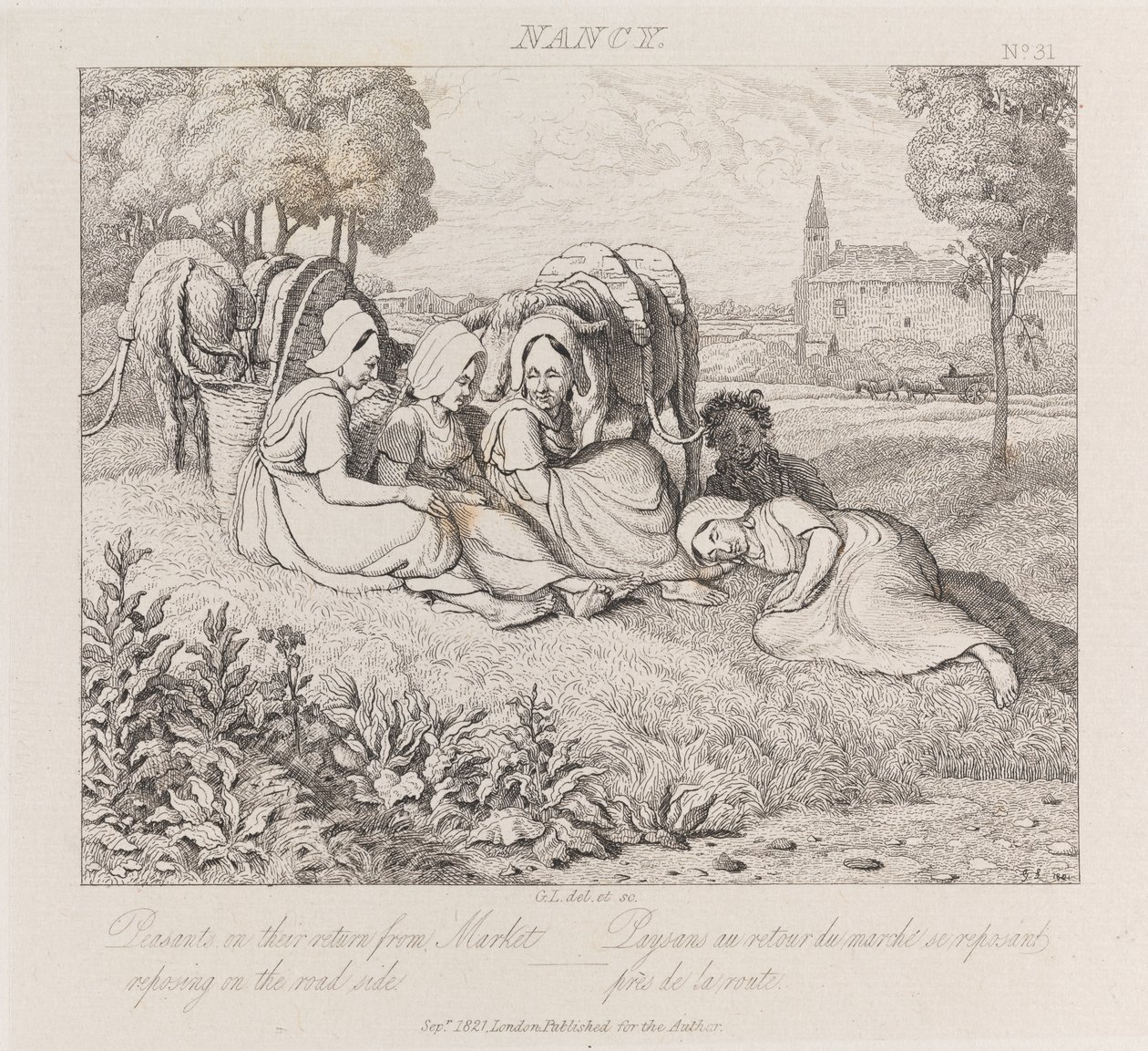 Boeren Terugkerend Van De Markt, Nancy, ca. 1821 door George Robert Lewis