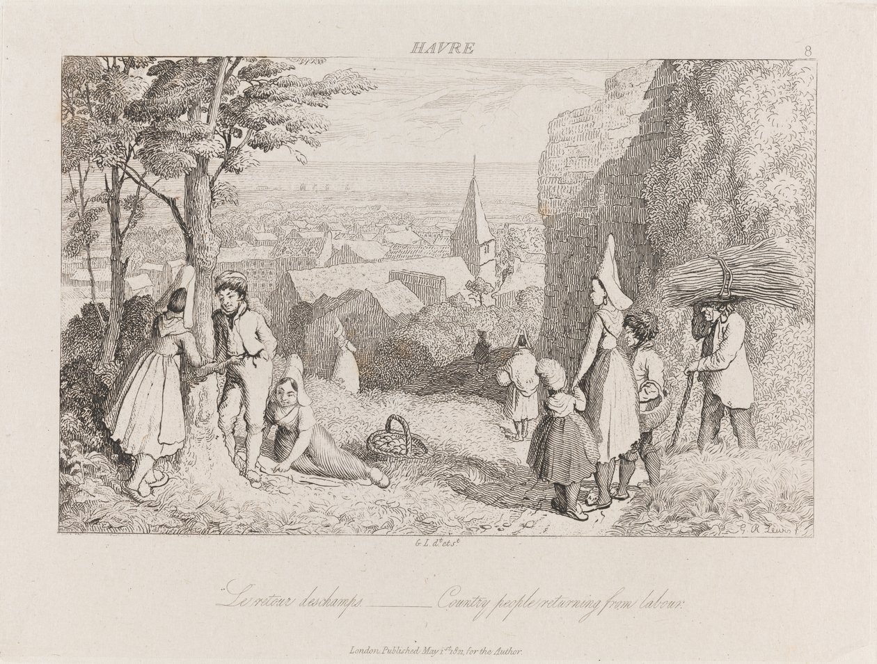 Terug van arbeid, Havre, c.1821 door George Robert Lewis