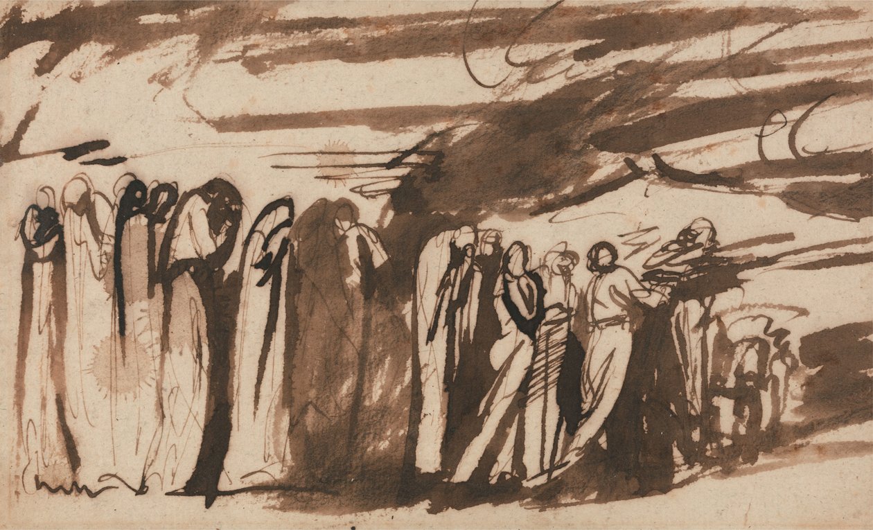 Een processie van de verdoemden: studie voor Dante’s „Inferno“ door George Romney