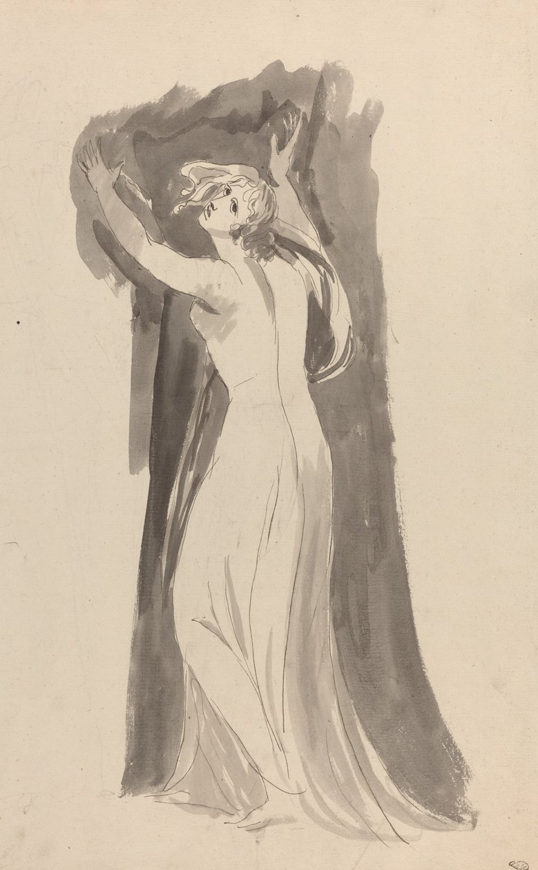 Een studie van Miranda voor "De storm" door George Romney