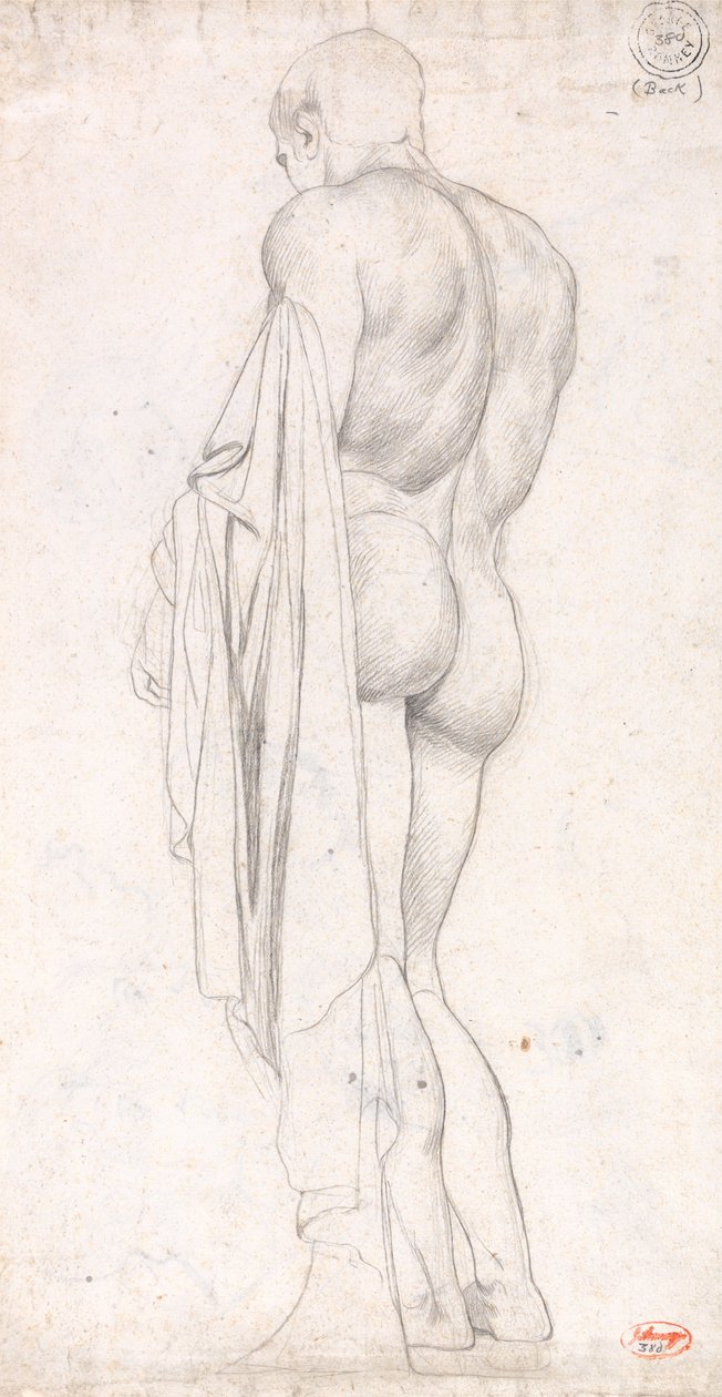 Achteraanzicht van een staande klassieke mannelijke figuur door George Romney
