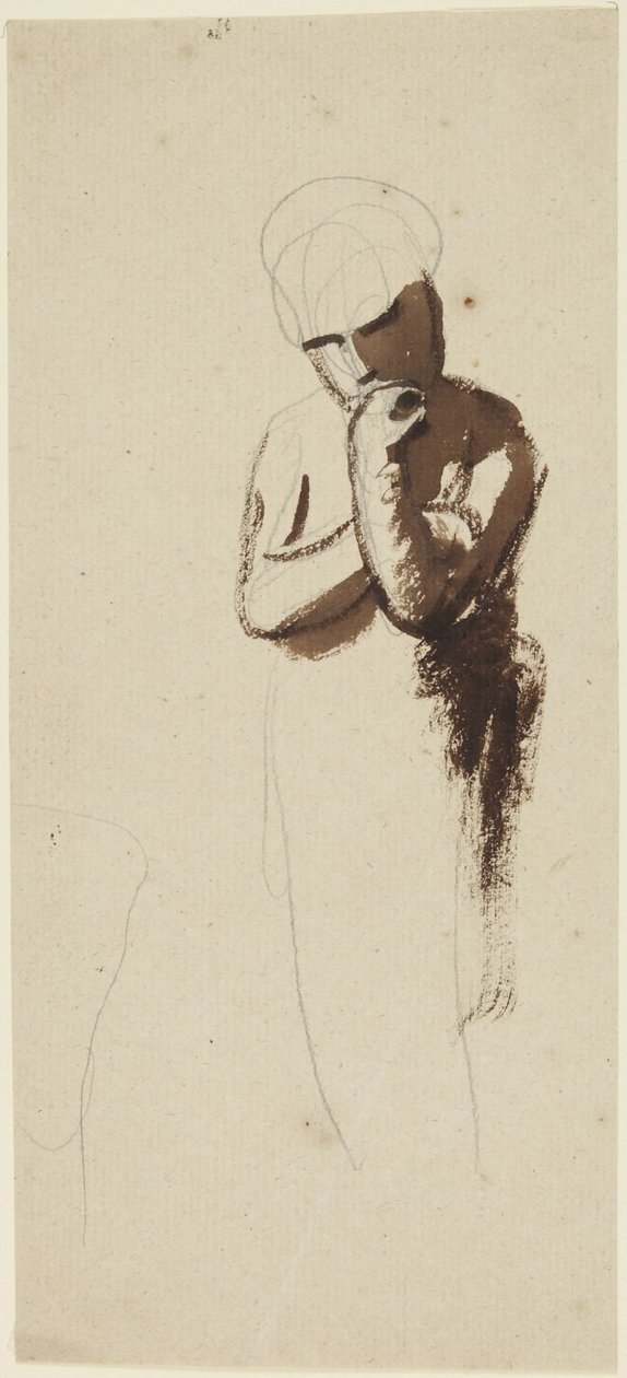 Kind met een hand tegen de kin door George Romney