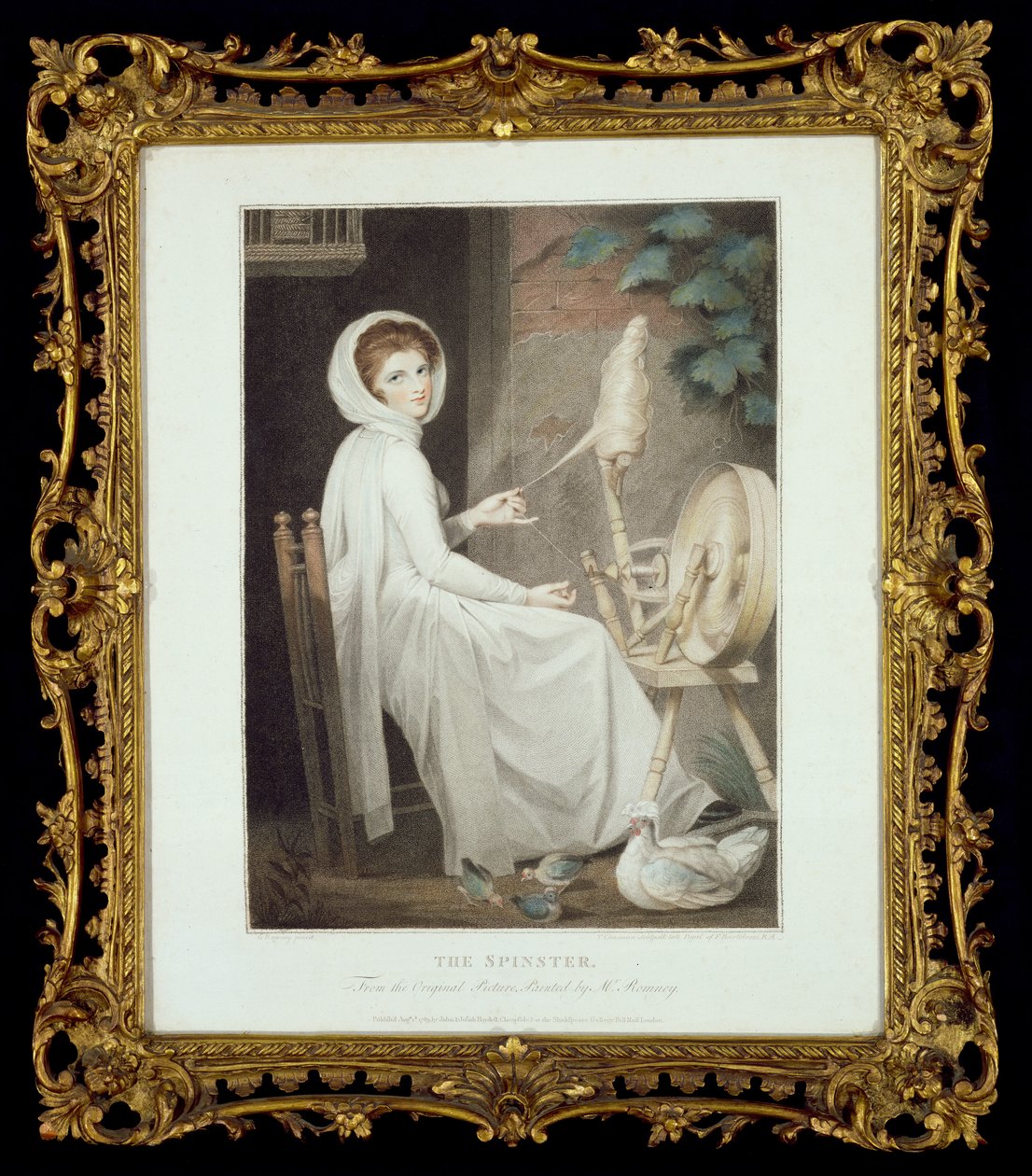 Die Spinnerin (gravure van Thomas Cheesman, naar G. Romney, uitgegeven door John en Josiah Boydell 1789) door George Romney