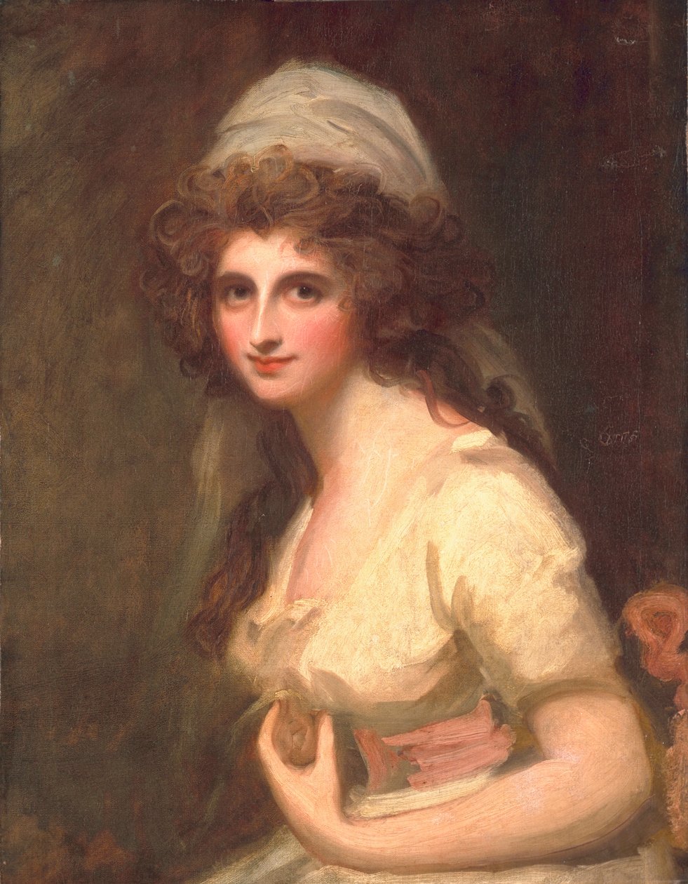 Emma Hart in een witte tulband, c.1791 door George Romney