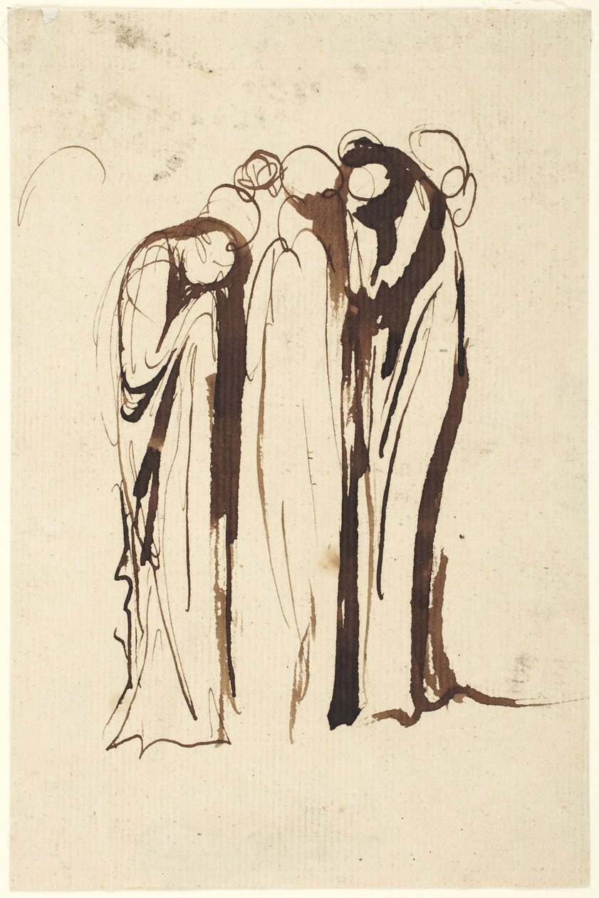 Groep staande, huilende figuren door George Romney