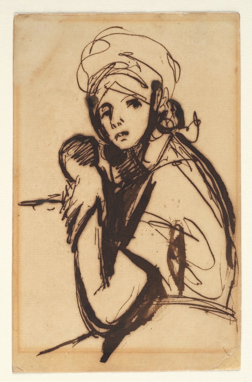Halffiguur van een jonge vrouw door George Romney