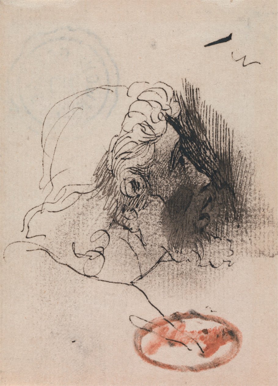 Hoofd van een man in profiel door George Romney