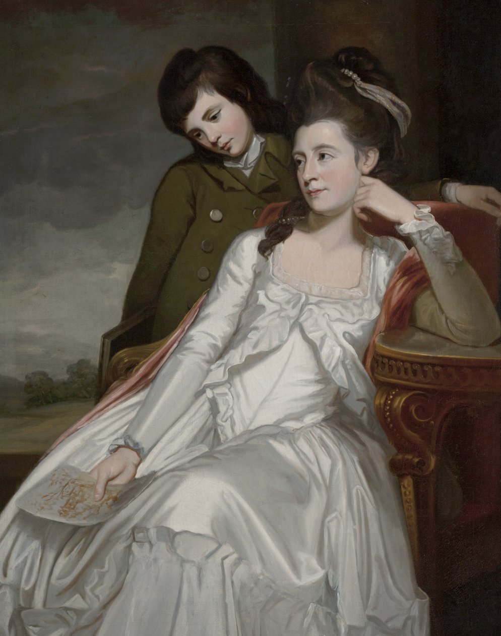 Jane, hertogin van Gordon en haar zoon, George door George Romney