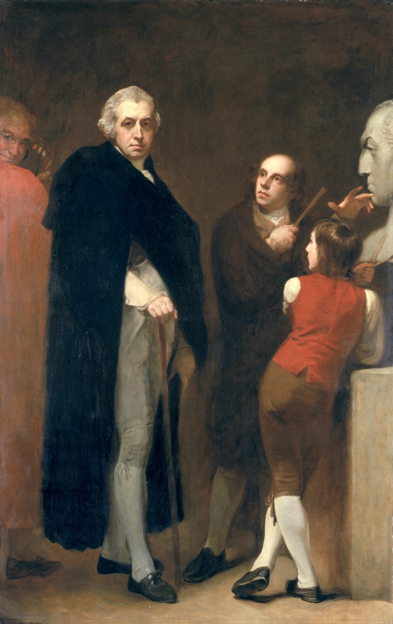 John Flaxman (1755-1826) modelleert zijn buste van William Hayley (1745-1820), ca. 1791-92 door George Romney