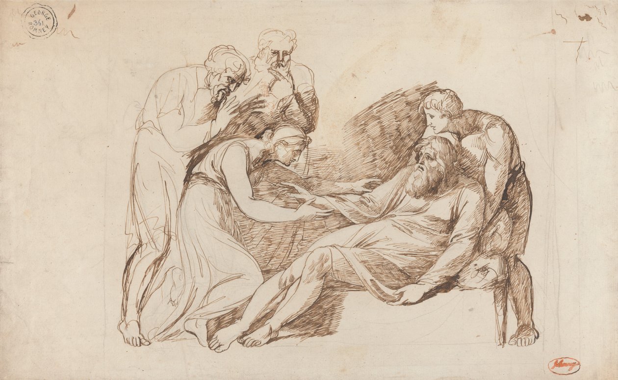 Koning Lear, gewekt door Cordelia door George Romney