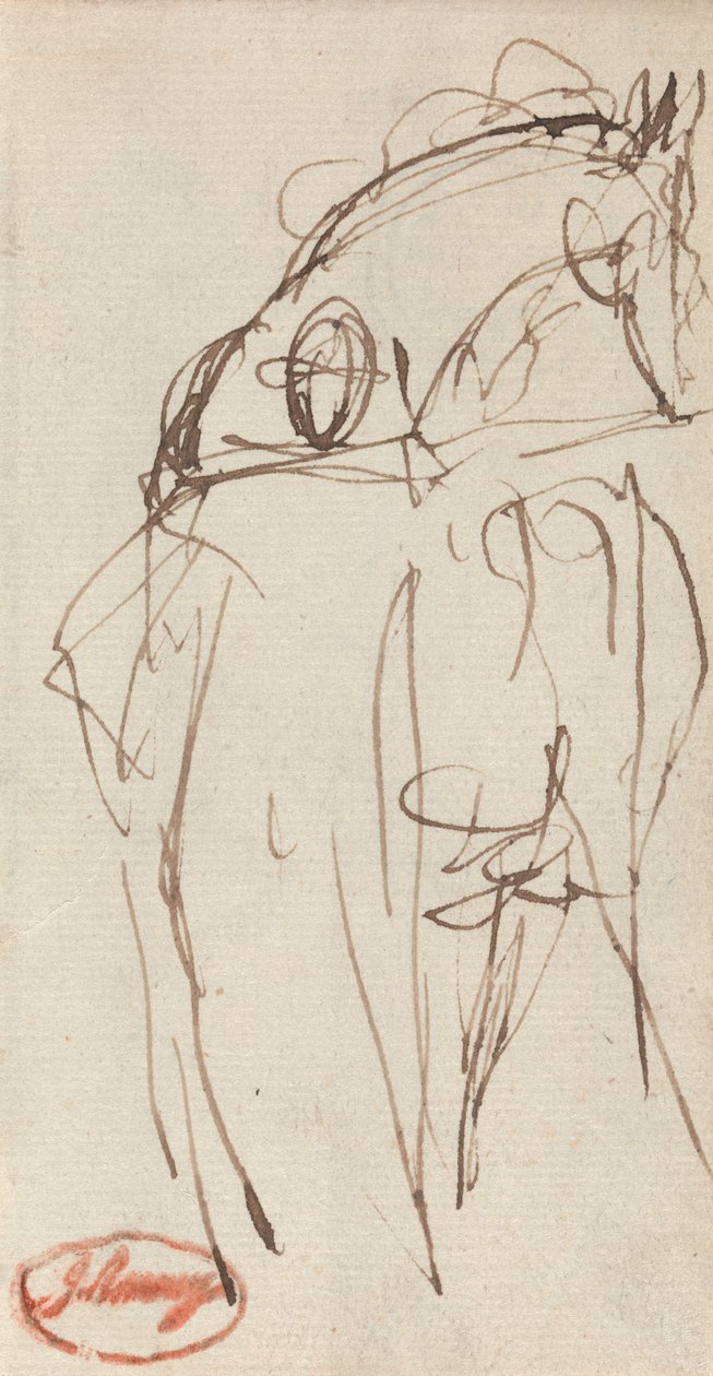Mens en paard door George Romney