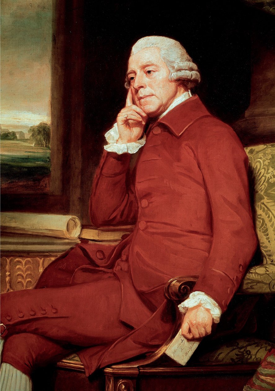 Portret van John Stanley (1712-1786) Britse componist (detail) door George Romney