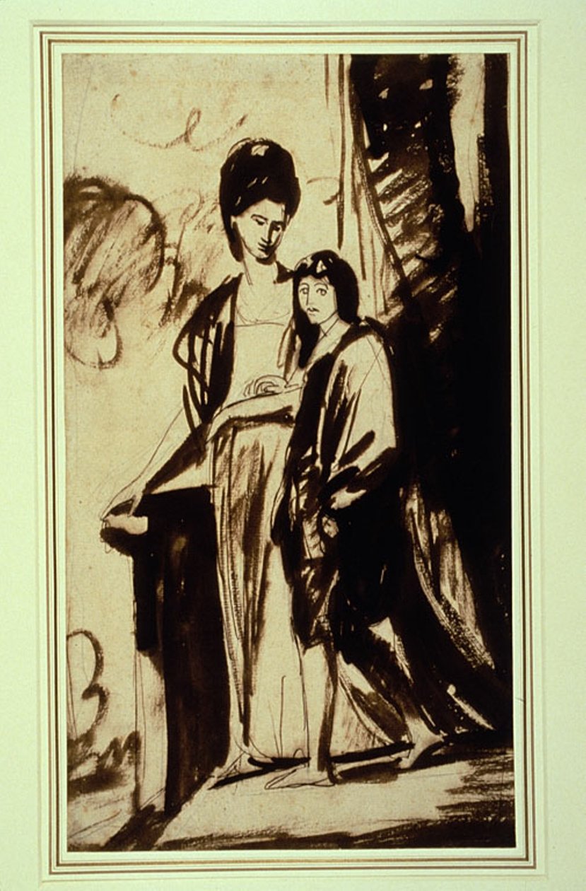 Portret van een Moeder en Haar Zoon (Waarschijnlijk Jane, Hertogin van Gordon, en haar Zoon George, Eerste Markies van Huntley) door George Romney