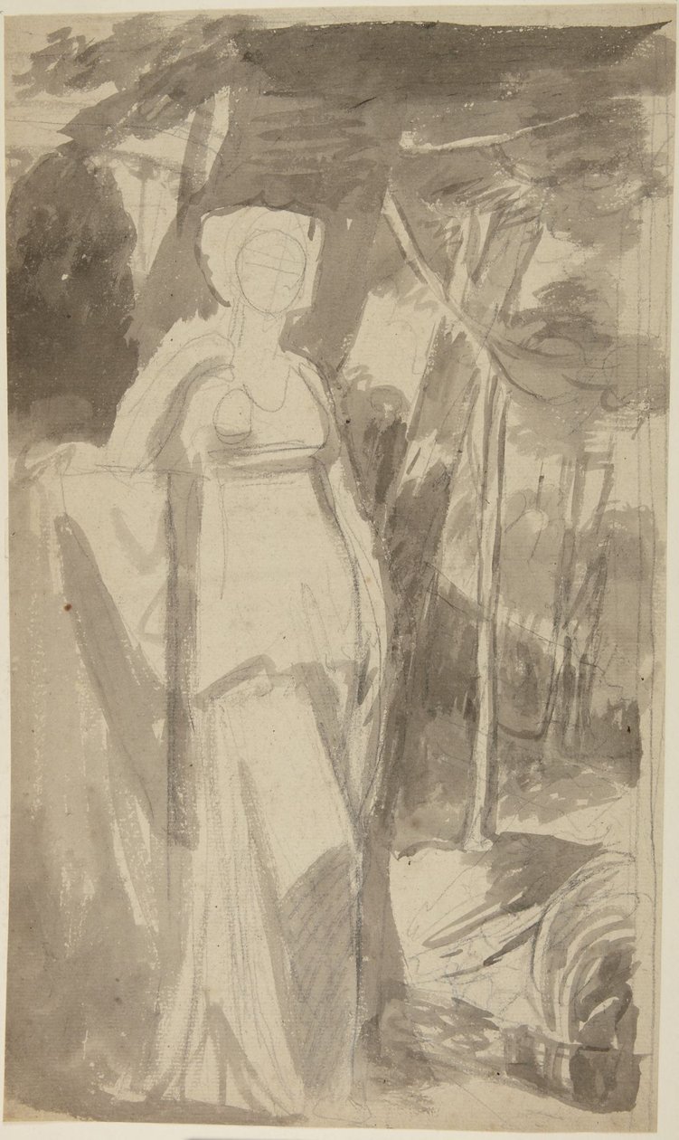 Portretstudie van juffrouw Francis Woodley door George Romney