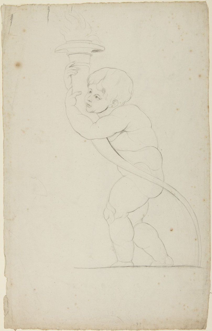 Putto met een fakkel in de hand door George Romney