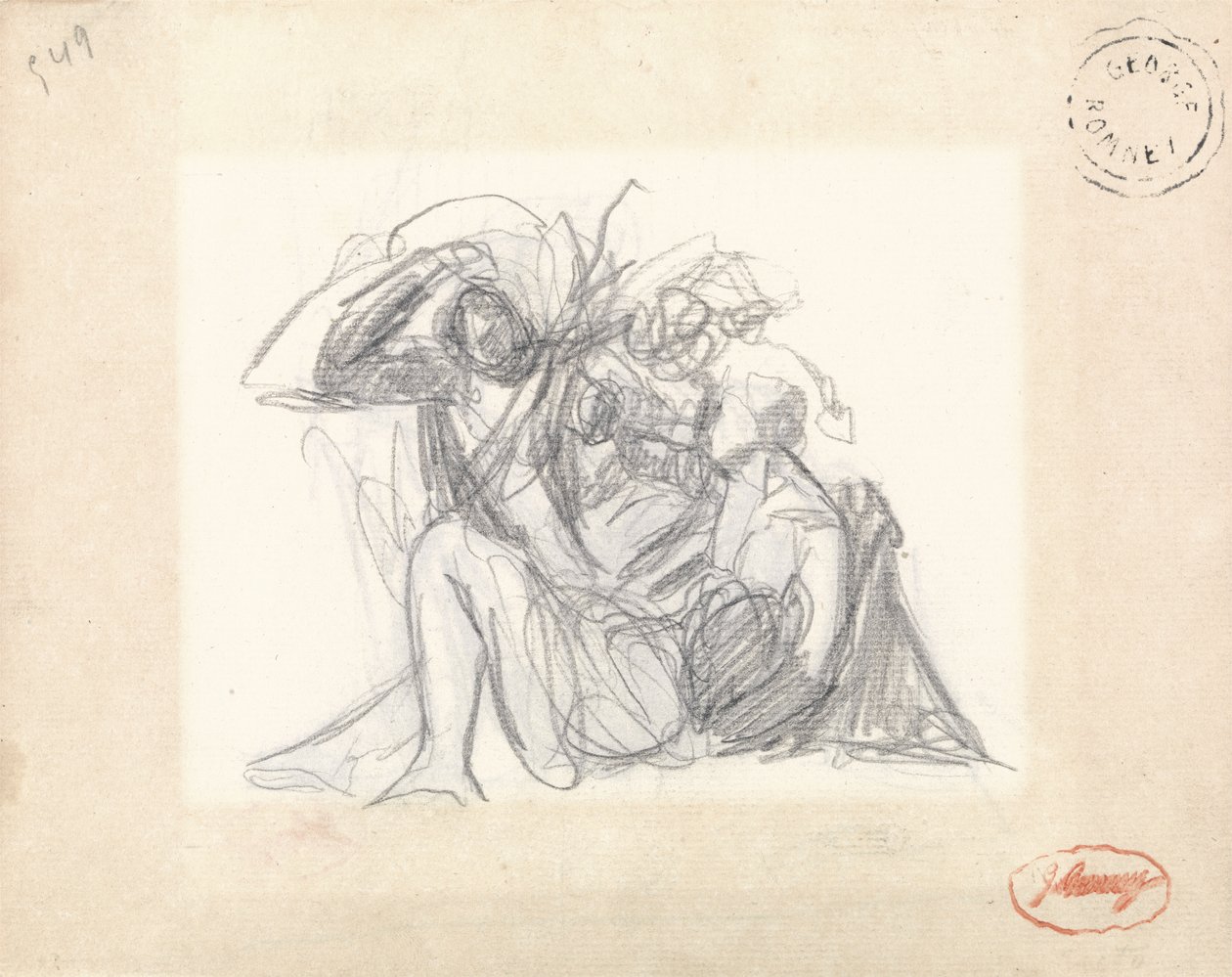 Liggende vrouw en andere figuren door George Romney