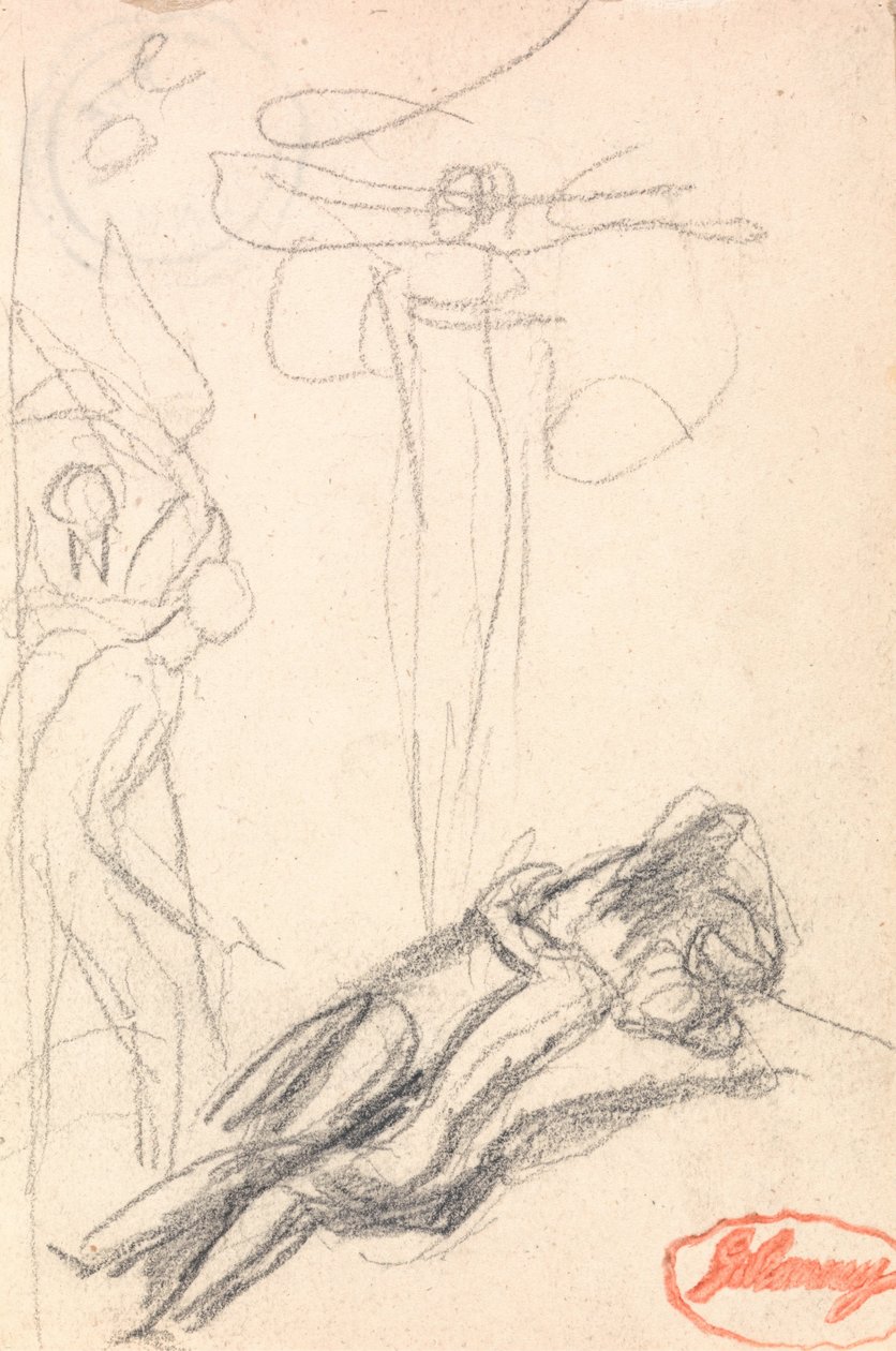 Satan verrast door het oor van Eva door George Romney