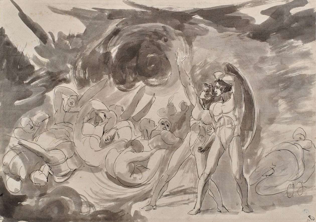 Satan bekijkt de gevallen engelen door George Romney