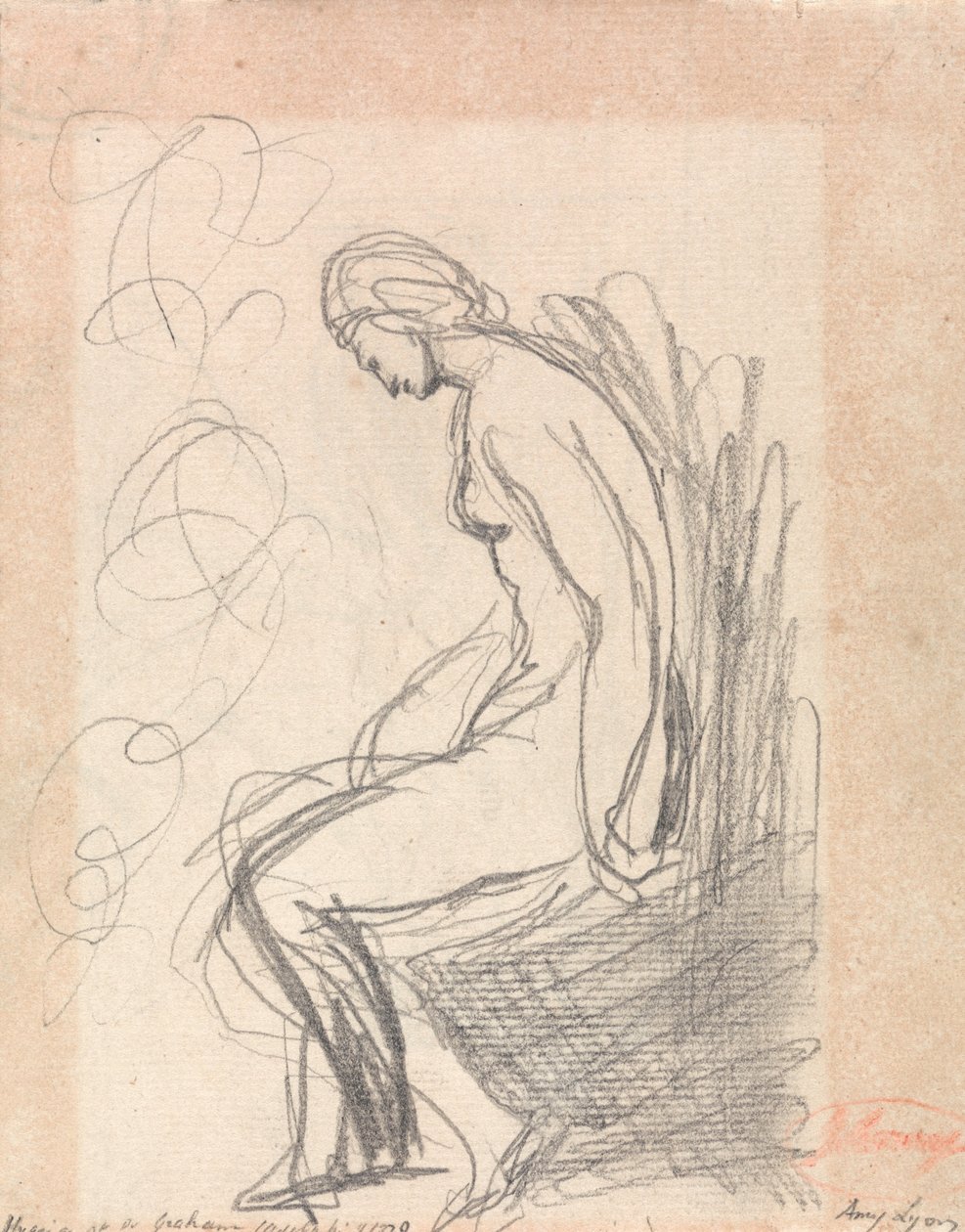 Zittende naakte vrouw (Hygeia bij dokter Graham) door George Romney