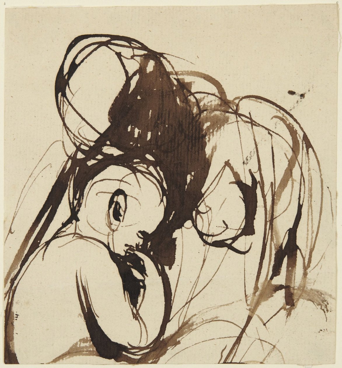 Zittende vrouw en kind door George Romney