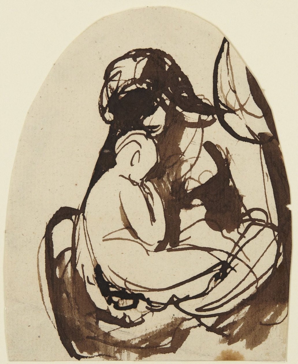 Zittende vrouw met een kind in haar armen door George Romney
