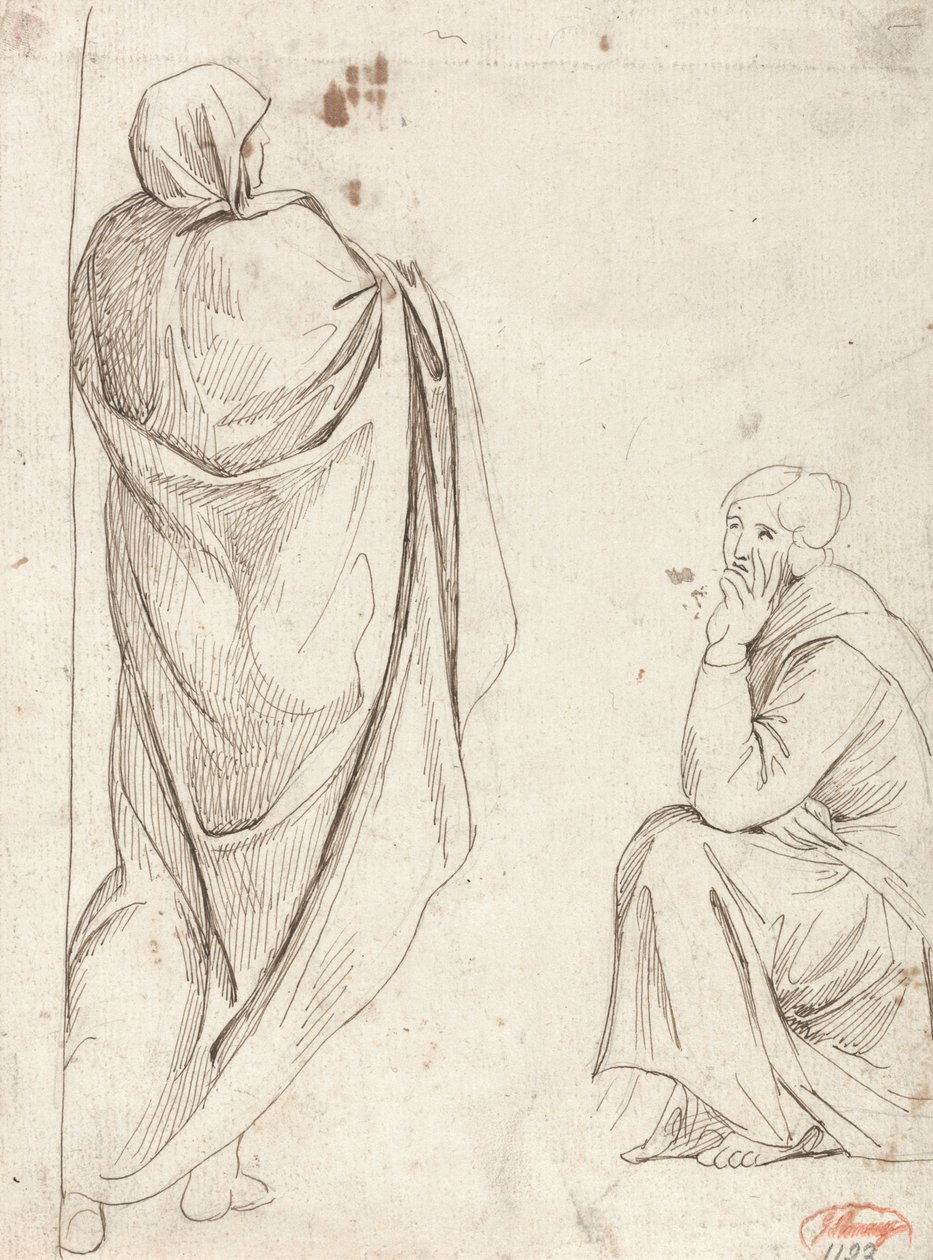 Staande figuur en zittende figuur door George Romney