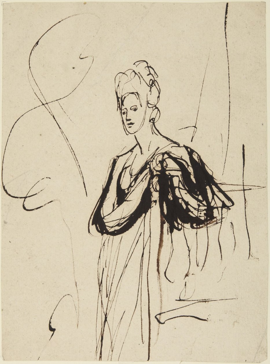 Staande vrouwenfiguur, halflang door George Romney
